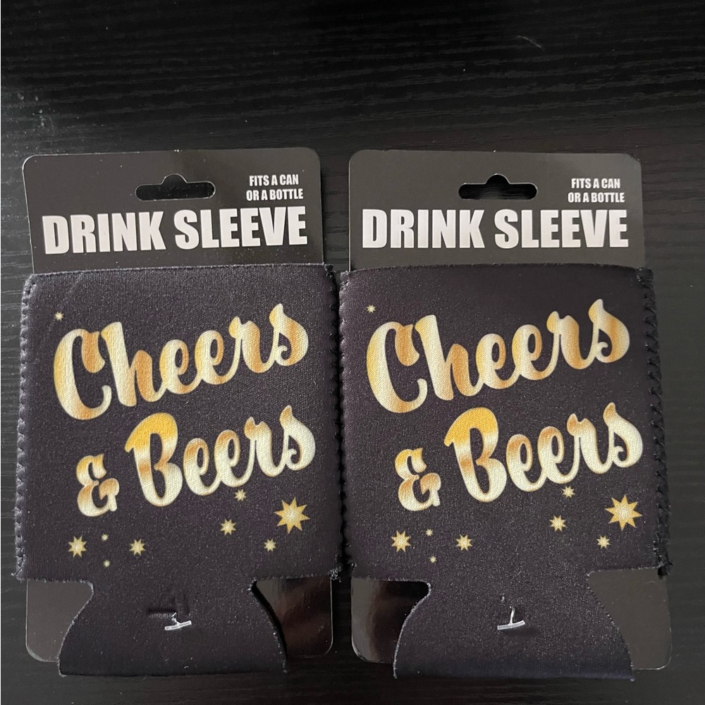 Cheers & Beers Drink Sleeve - Black and Gold